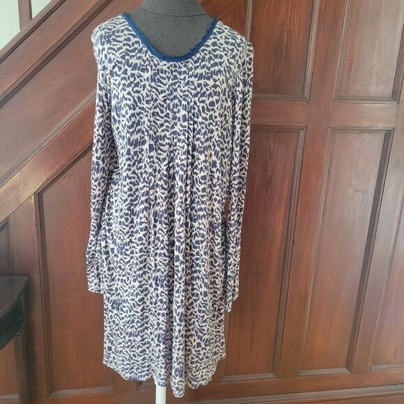 Anne Klein 2 Womens M Blue & White Animal Print Long Sleeve Nightgown - Picture 1 of 3